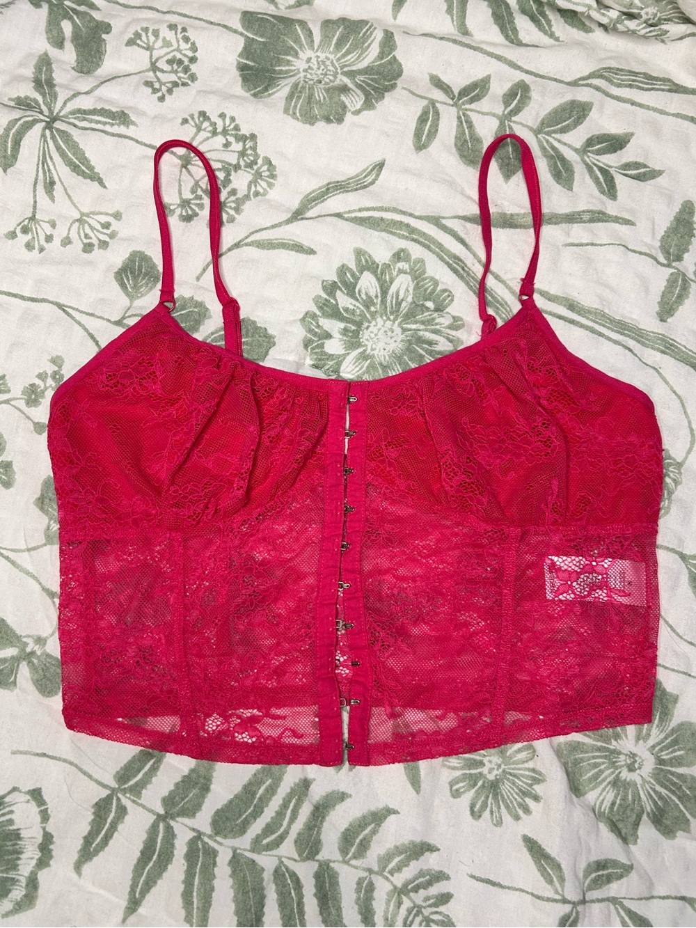 Garage Hot Pink Lace Longline Bralette with Front Hooks